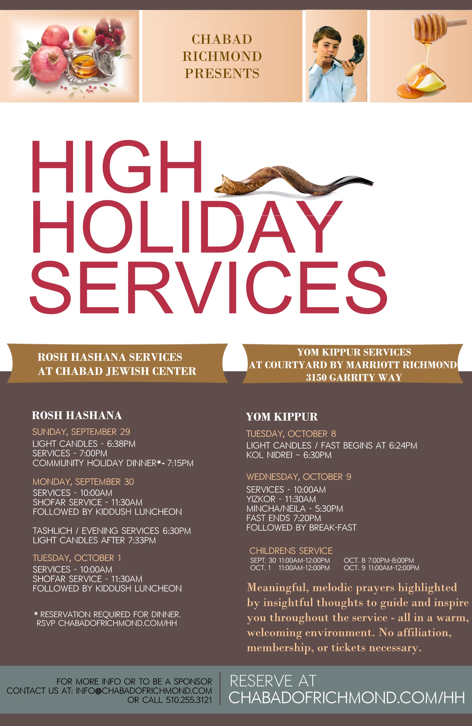 High Holiday Schedule of Services Chabad Atwater Village